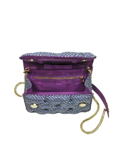 Shop Benedetta Bruzziches Turtles Printed Violet Satin Silk Carmen Shoulder Bag