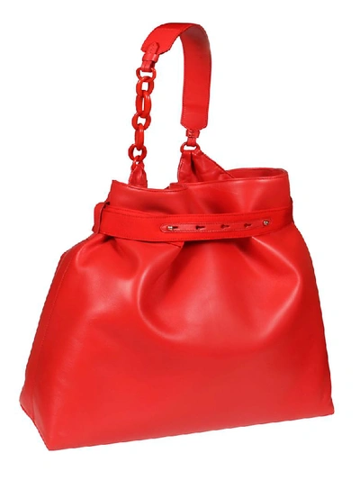 Shop Lanvin Strap Detail Tote In Red