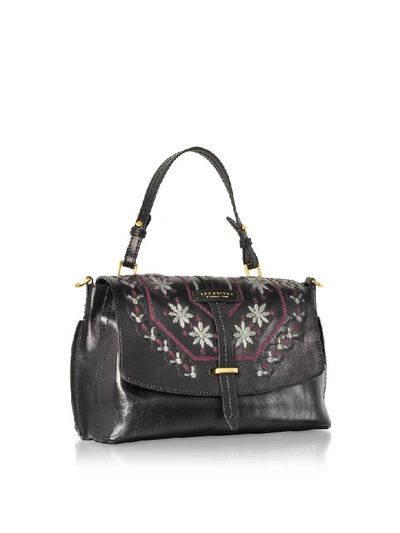 Shop The Bridge Fiesole Embroidered Leather Satchel Bag In Black