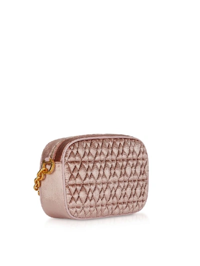 Shop Furla Quilted Velvet Cometa Mini Crossbody Bag In Pink
