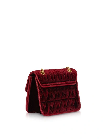 Shop Furla Quilted Velvet Metropolis Cometa Mini Crossbody Bag In Red