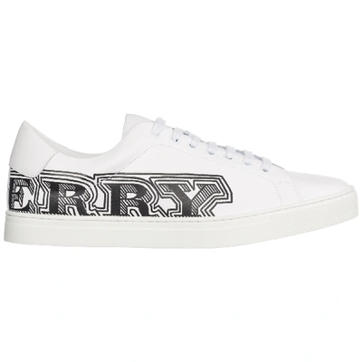 Shop Burberry Men's Shoes Leather Trainers Sneakers Albert In White