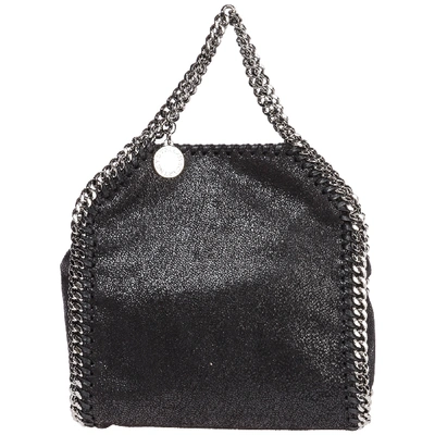 Stella Mccartney Falabella Tiny Baby Bella Shimmer Faux-suede Tote In Black