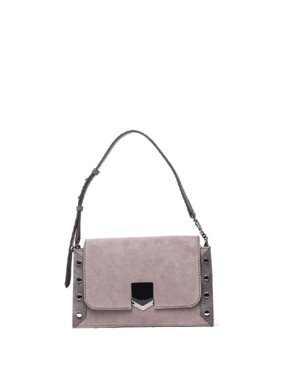 Shop Jimmy Choo Lockett Shoulder Grey Black In Grigio