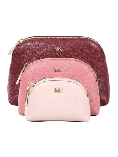 Shop Michael Kors Trio Of Travel Clutch Bag In Bordeaux