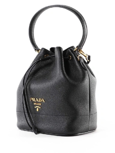 Shop Prada Logo Bucket Bag In Nero