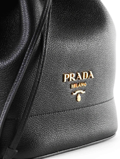 Shop Prada Logo Bucket Bag In Nero