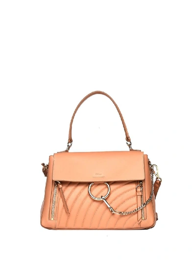 Shop Chloé Faye Day Medium Handbag In Blushy Leather In Basic
