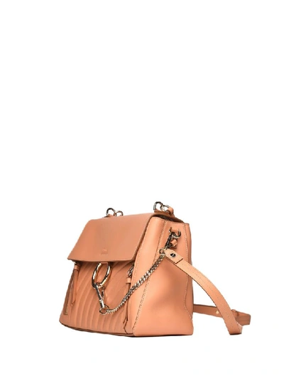 Shop Chloé Faye Day Medium Handbag In Blushy Leather In Basic
