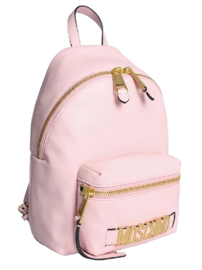 Shop Moschino Leather Backpack In Rosa