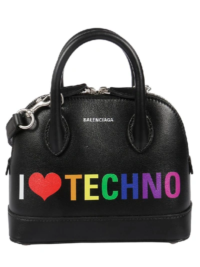 Shop Balenciaga Extra Extra Small I Love Technoville Tote In Black