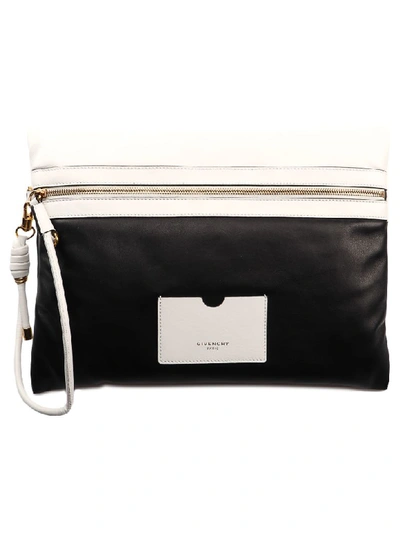 Shop Givenchy Tag Zipped Clutch In White/black