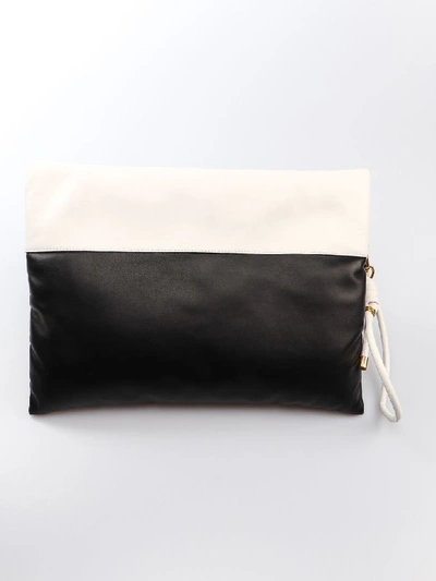 Shop Givenchy Tag Zipped Clutch In White/black