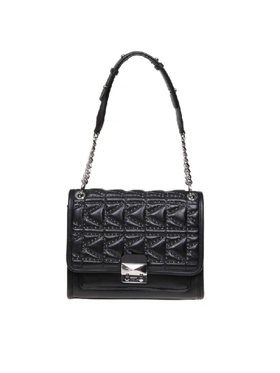 Shop Karl Lagerfeld K / Kuilted Hand Bag With Studs In Black