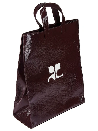 Shop Courrèges Logo Shopper Bag In Bordeau