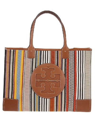 Tory Burch Ella Webbing Patchwork Tote In Multi Webbing Stripe | ModeSens