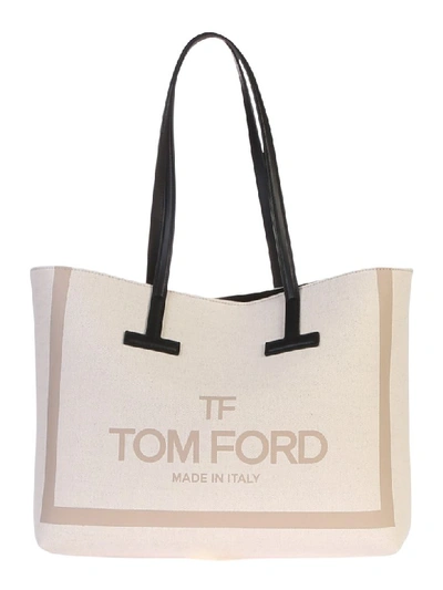 Shop Tom Ford Tote Bag In Beige