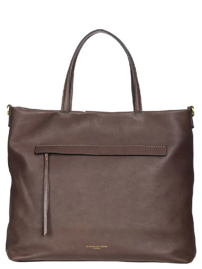 Shop Gianni Chiarini Leather Tote Bag In Gray