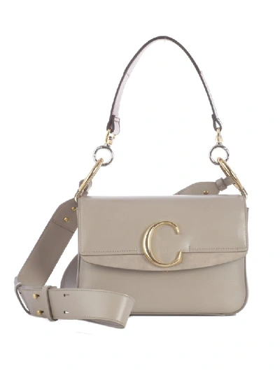Shop Chloé C Shoulder Bag In W Motty Grey