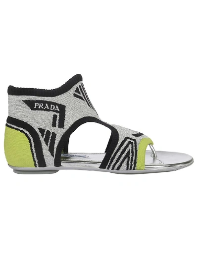 Shop Prada Sock Ankle Sandals In Grey