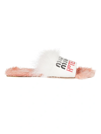 Shop Miu Miu Fur Sliders In Pink/white