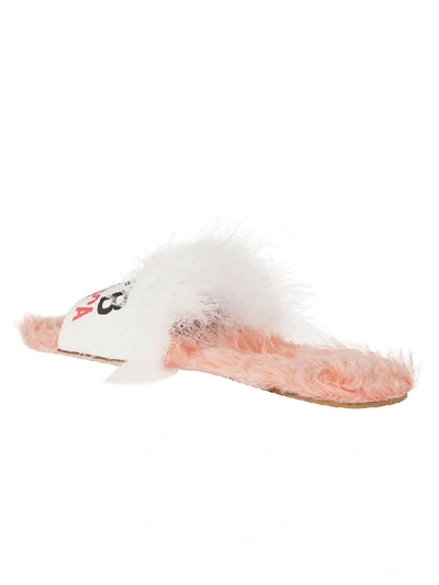 Shop Miu Miu Fur Sliders In Pink/white