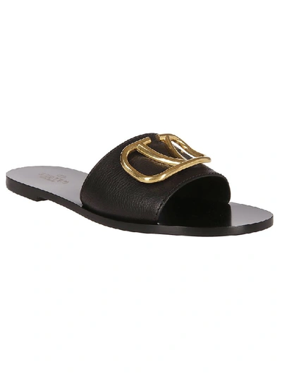 Shop Valentino Go Logo Flat Sandals In Black