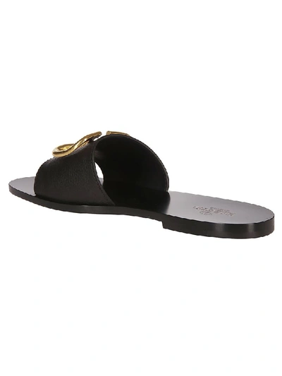Shop Valentino Go Logo Flat Sandals In Black