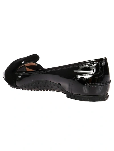 Shop Tod's Velvet Bow Loafers In Black