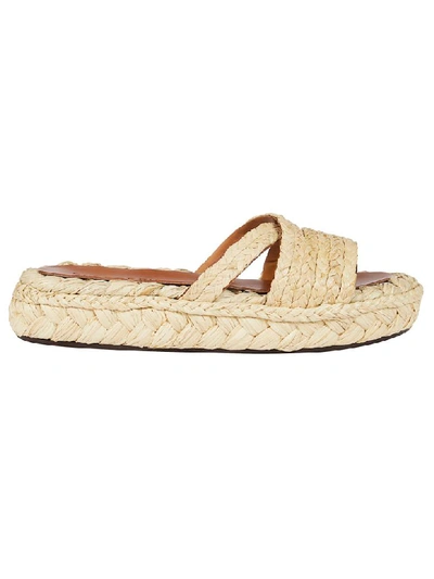 Shop Robert Clergerie Woven Sliders In Brown