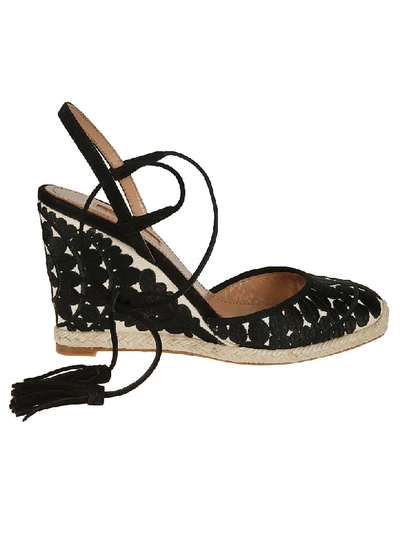 Shop Aquazzura Espadrilles Wedge Sandals In Black