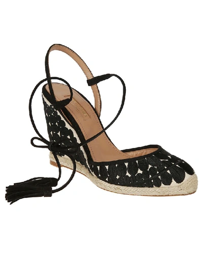 Shop Aquazzura Espadrilles Wedge Sandals In Black