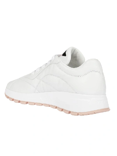 Shop Prada Logo Sneakers In White