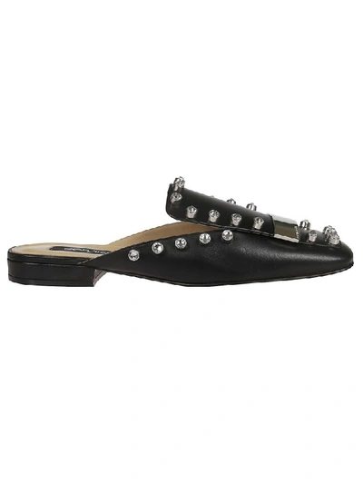 Shop Sergio Rossi Crystal Studded Mules In Black