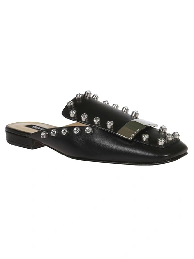 Shop Sergio Rossi Crystal Studded Mules In Black