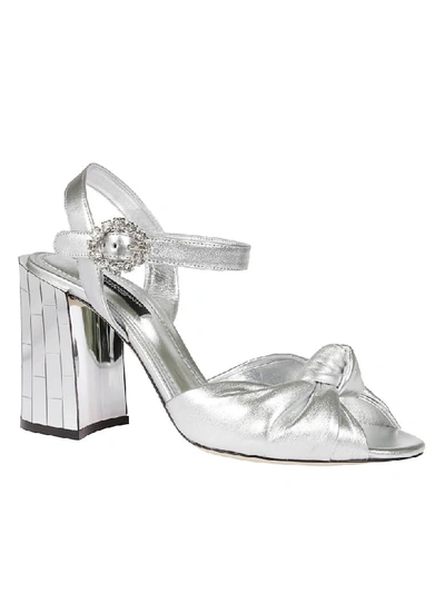 Shop Dolce & Gabbana Embellished Sandals In Silver