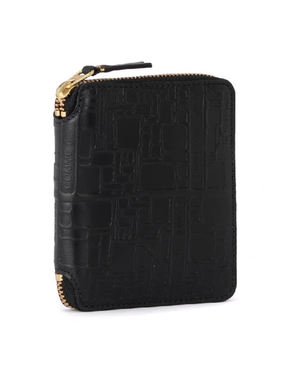 Shop Comme Des Garçons Black Printed Leather Wallet In Nero