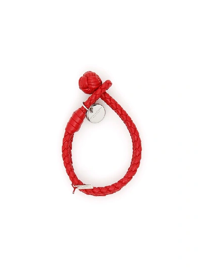 Shop Bottega Veneta Unisex Woven Nappa Bracelet In China Red|rosso