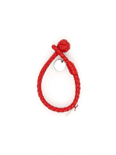 Shop Bottega Veneta Unisex Woven Nappa Bracelet In China Red|rosso