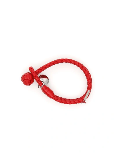 Shop Bottega Veneta Unisex Woven Nappa Bracelet In China Red|rosso