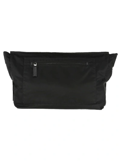 Shop Prada Logo Patch Shoulder Bag In Black Anthracite