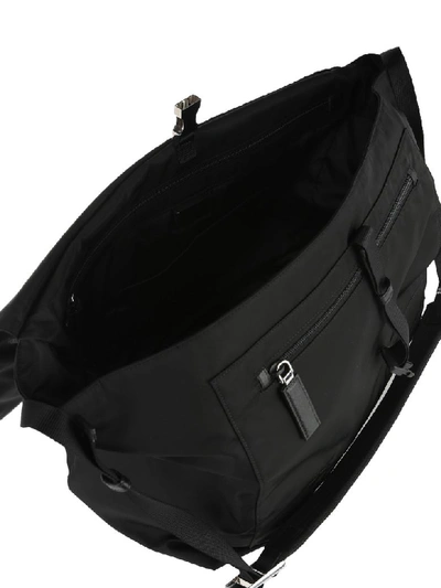 Shop Prada Logo Patch Shoulder Bag In Black Anthracite