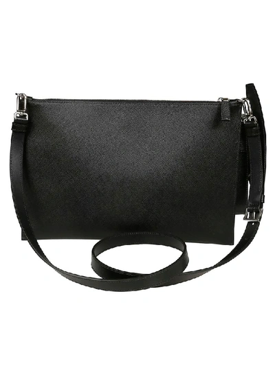 Shop Prada Printed Saffiano Shoulder Bag In Black