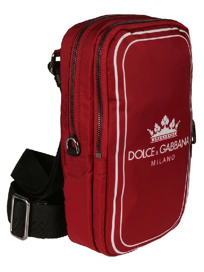 Shop Dolce & Gabbana Logo Print Shoulder Bag In Red