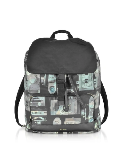 Shop Paul Smith Camouflage Pauls Camera Print Flap Mens Backpack In Black