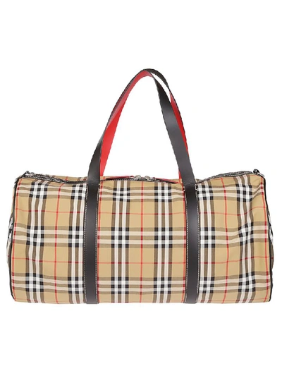 Shop Burberry Vintage Check Duffle Bag In Multicolor