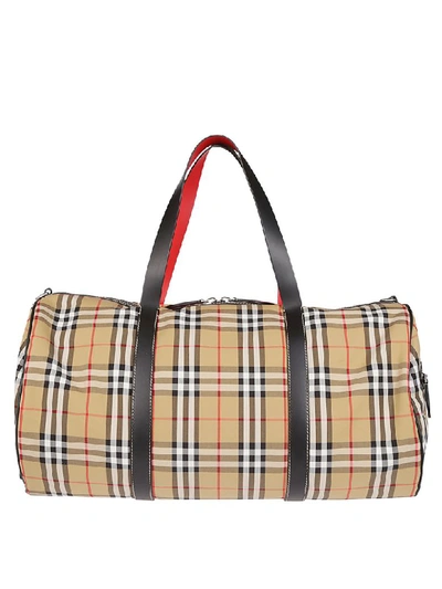 Shop Burberry Vintage Check Duffle Bag In Multicolor