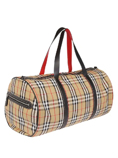 Shop Burberry Vintage Check Duffle Bag In Multicolor