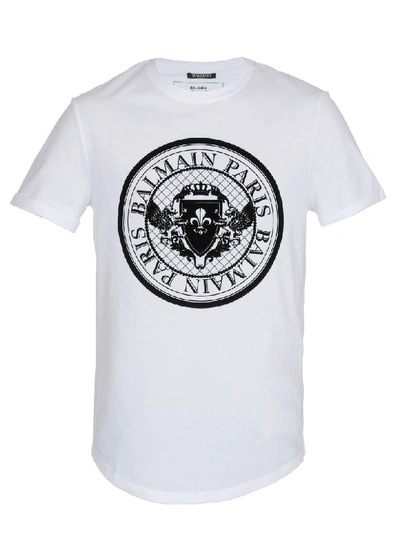 Shop Balmain Cotton T-shirt In Blanc/noir
