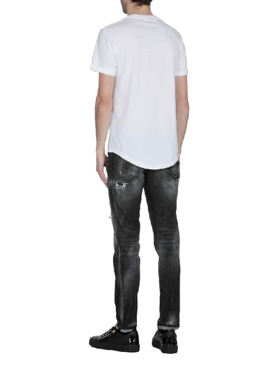 Shop Balmain Cotton T-shirt In Blanc/noir